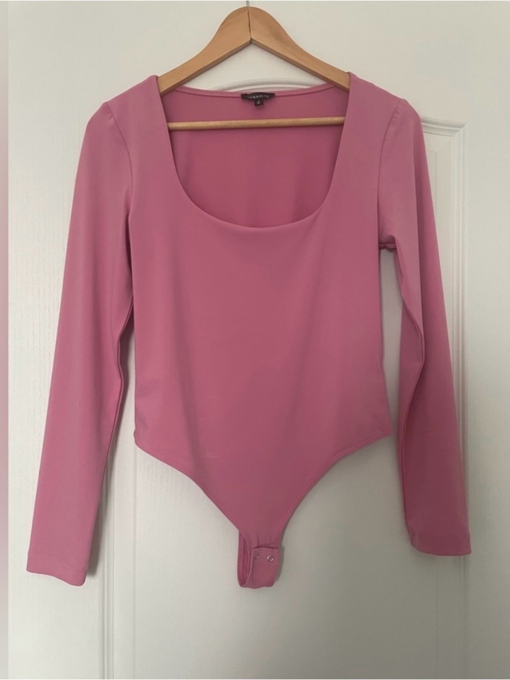 Dynamite Pink Long Sleeve Scoop Neck Bodysuit